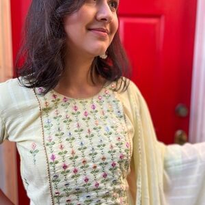 Embroidered Light Green Kurta